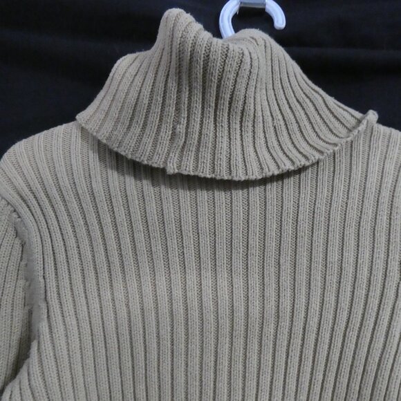 Y2K | OLD NAVY | small | Ribbed Beige Turtleneck Cotton Sweater - Picture 10 of 14